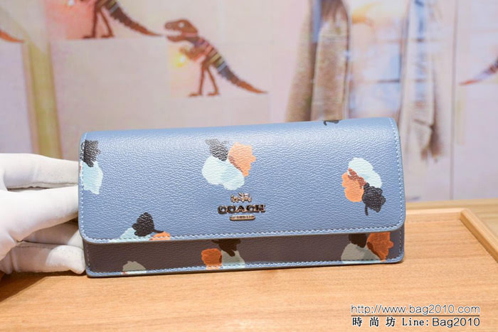 COACH蔻馳 53747# 女士信封錢包 卡位/零錢位齊全 時尚按扣  Chz1326